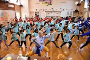 Kung fu training with Shifu