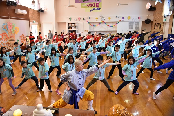 Kung fu training with Shifu